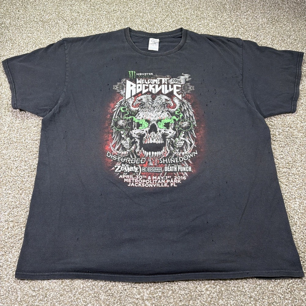 2016 Rockville Tee Super Distressed Size XL Faded Mega Death A Day To Remember